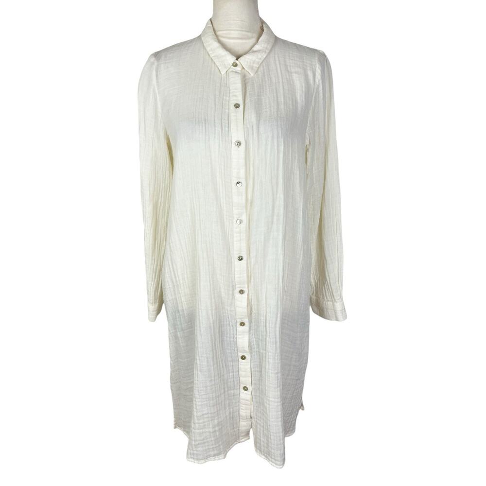 Eileen Fisher Organic Cotton Gauze Shirt Dress Minimalist Capsule Size PM NWT - Picture 2 of 8